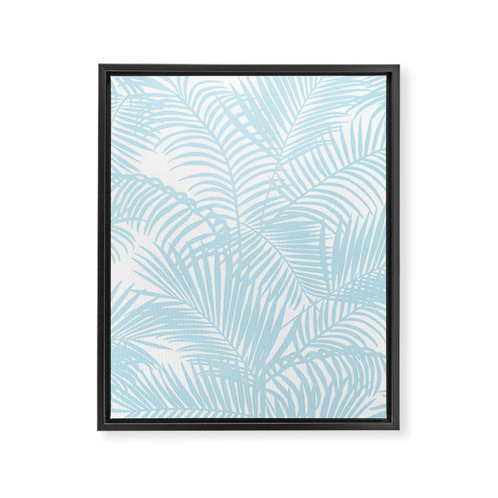 Pastel blue modern simple tropical palm tree Framed Canvas Print Gallery Image 1