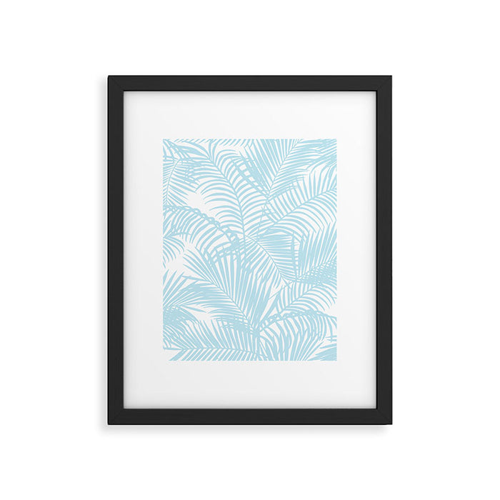 Pastel blue modern simple tropical palm tree Framed Art Print Gallery Image 1