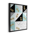 Pastel color block watercolor dots faux gold pineapple Framed Canvas Print Gallery Image 2