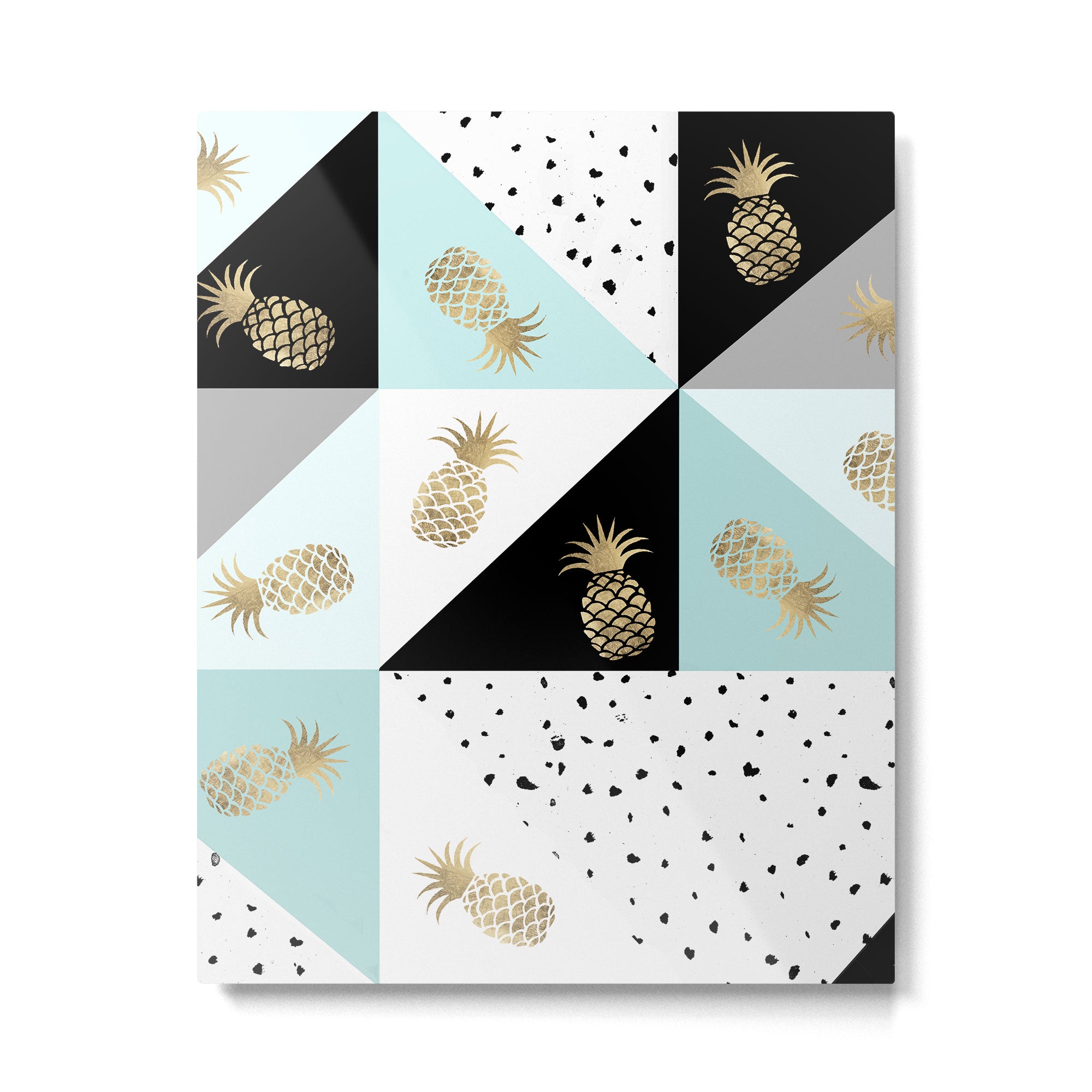 Pastel color block watercolor dots faux gold pineapple Metal Print Gallery Image 6