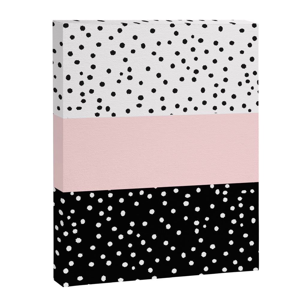 Pink white black watercolor polka dots Canvas Print Gallery Image 8