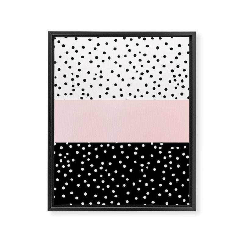 Pink white black watercolor polka dots Framed Canvas Print Gallery Image 8
