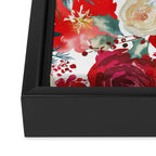 Red teal hand painted boho watercolor roses floral Framed Canvas Print Gallery Image 3