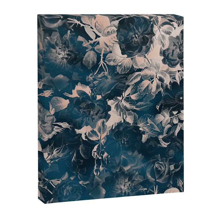 Rustic modern navy blue white gradient floral Canvas Print Gallery Image 1