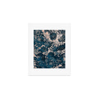 Rustic modern navy blue white gradient floral Art Print Gallery Image 1