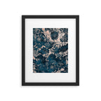 Rustic modern navy blue white gradient floral Framed Art Print Gallery Image 6