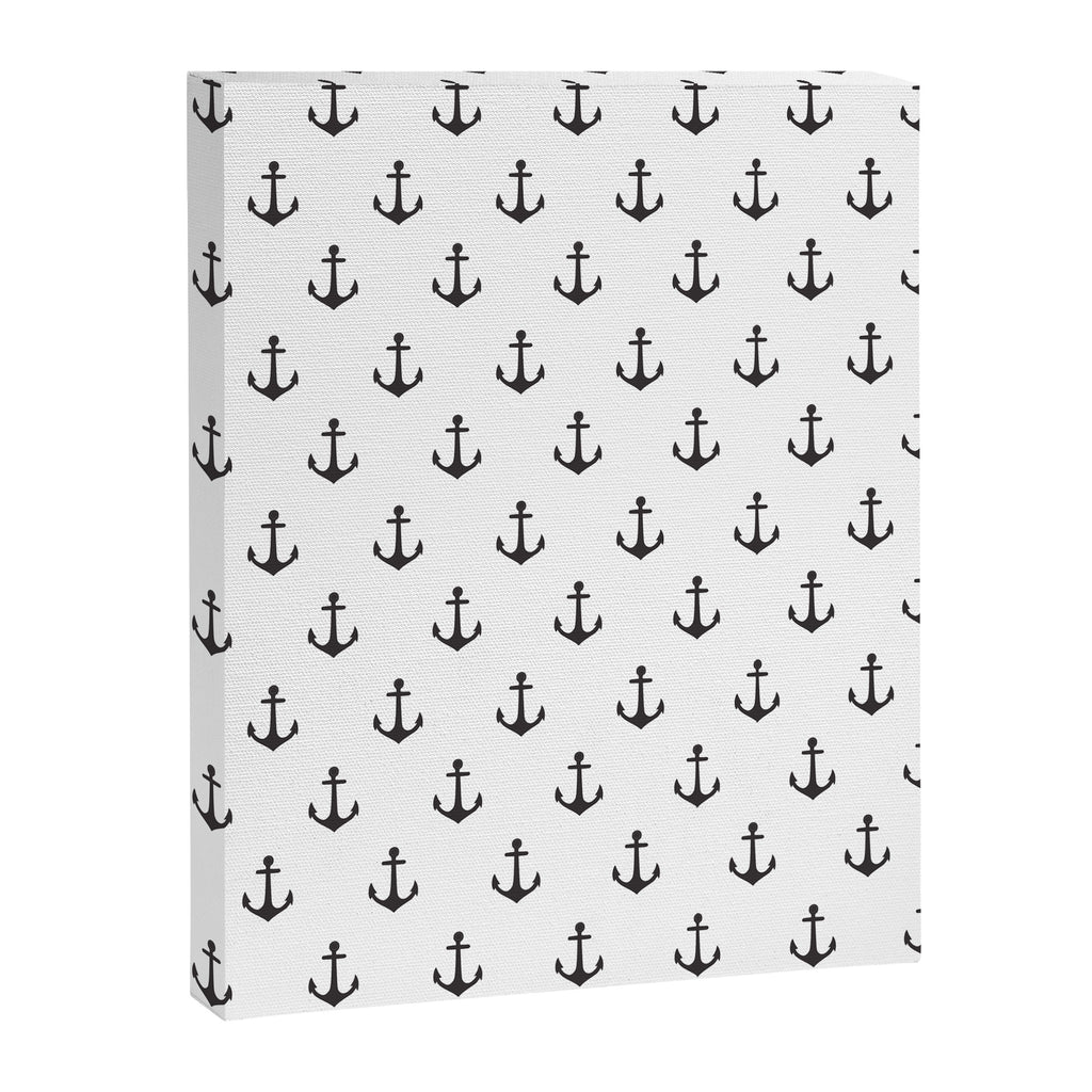 Simple black white modern nautical anchor Canvas Print Gallery Image 8