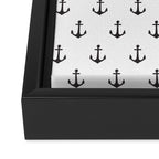 Simple black white modern nautical anchor Framed Canvas Print Gallery Image 3