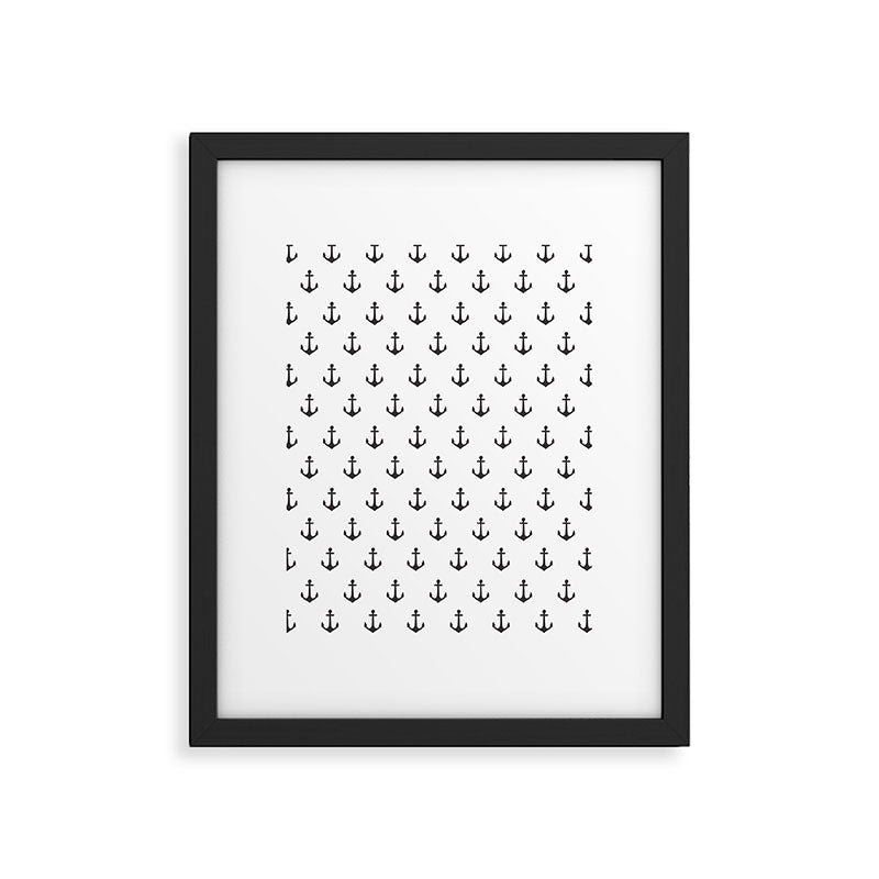 Simple black white modern nautical anchor Framed Art Print Gallery Image 6