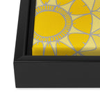 Sunshine yellow navy blue abstract floral mandala Framed Canvas Print Gallery Image 3