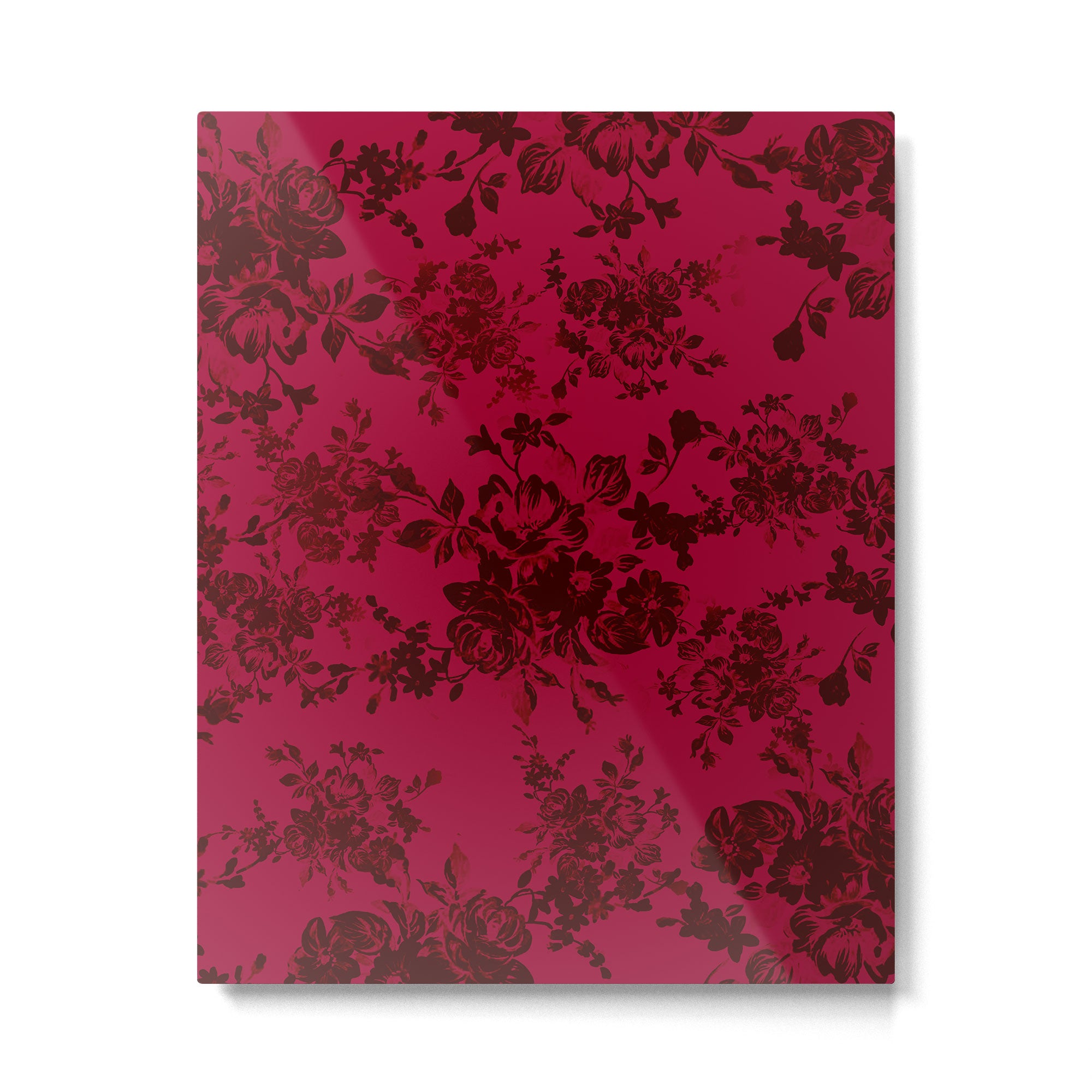 Vintage black gray red bohemian floral pattern Metal Print Gallery Image 6