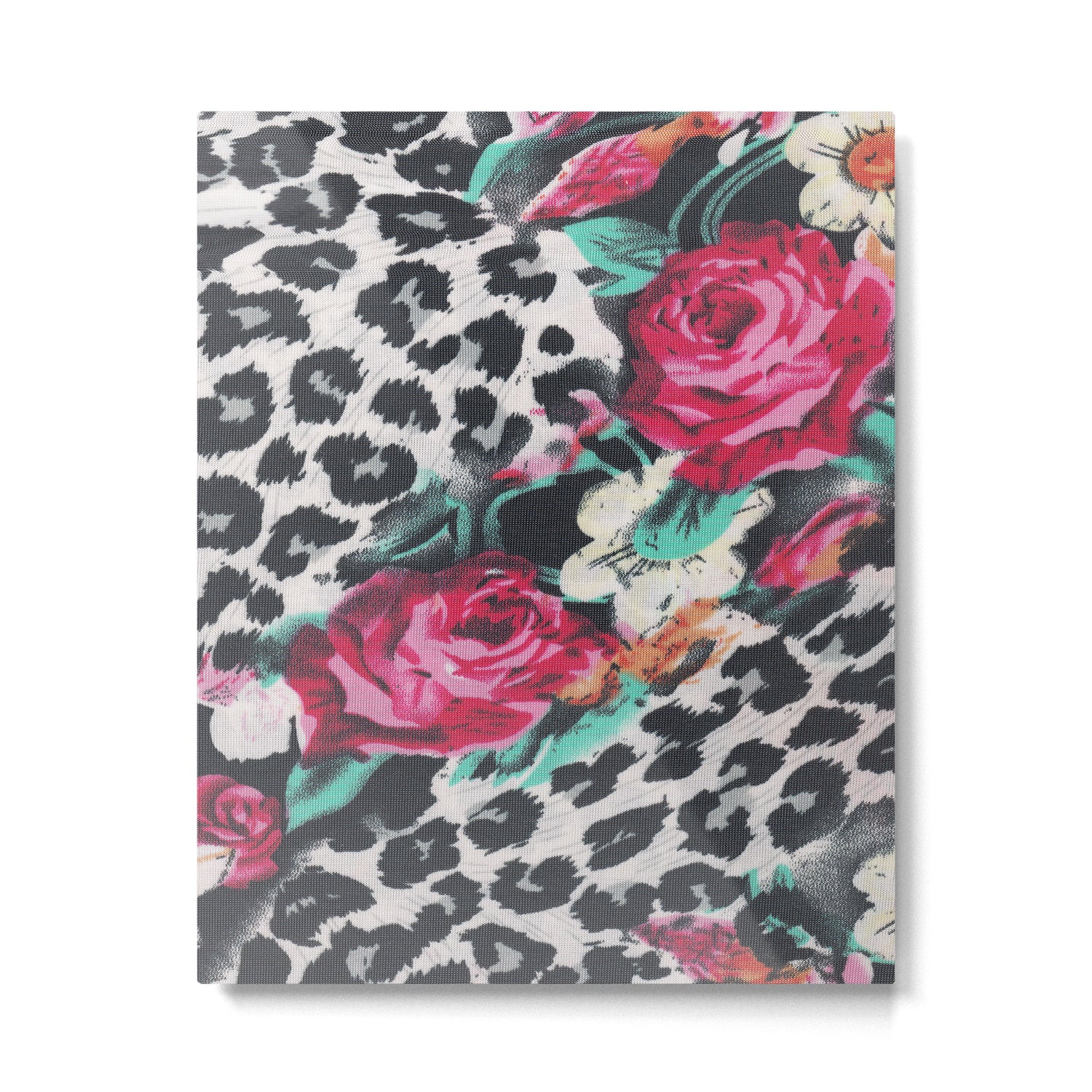 Vintage black white pink floral cheetah animal print Metal Print Gallery Image 6