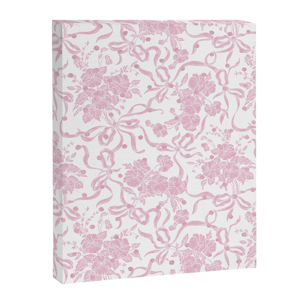 Vintage blush pink white bow floral polka dots Canvas Print Gallery Image 8