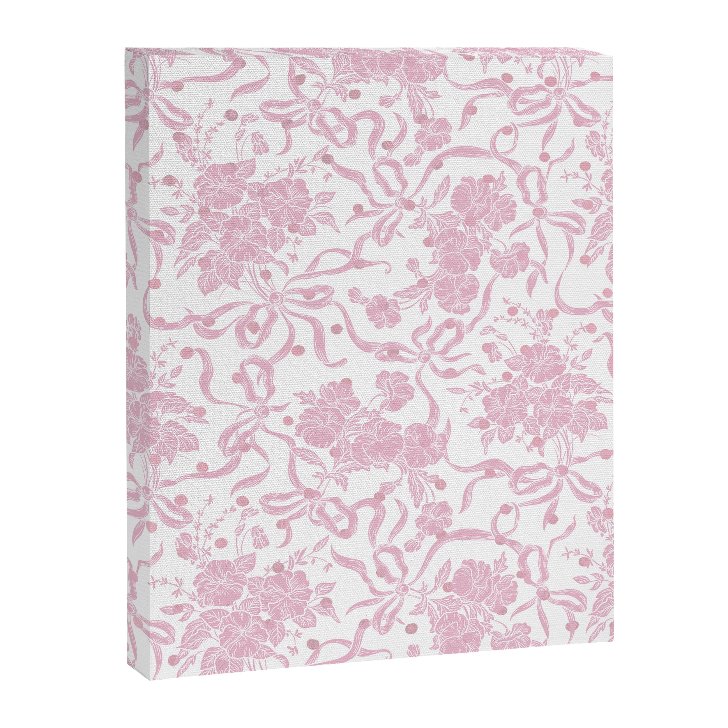 Vintage blush pink white bow floral polka dots Canvas Print Gallery Image 8