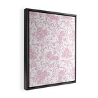Vintage blush pink white bow floral polka dots Framed Canvas Print Gallery Image 2