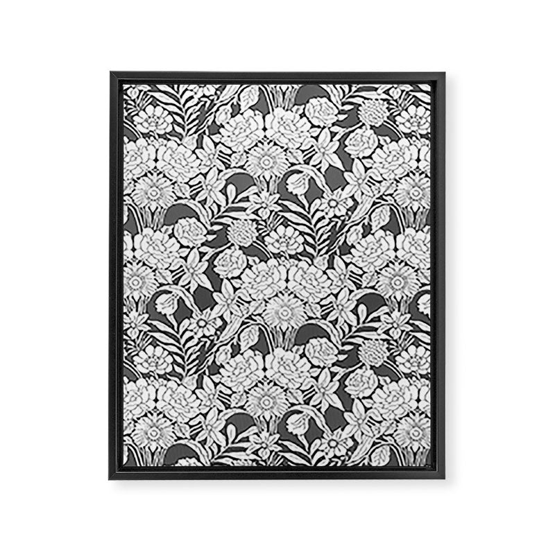 Vintage bohemian black white roses country floral Framed Canvas Print Gallery Image 8