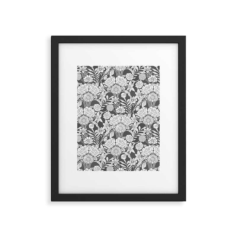Vintage bohemian black white roses country floral Framed Art Print Gallery Image 6