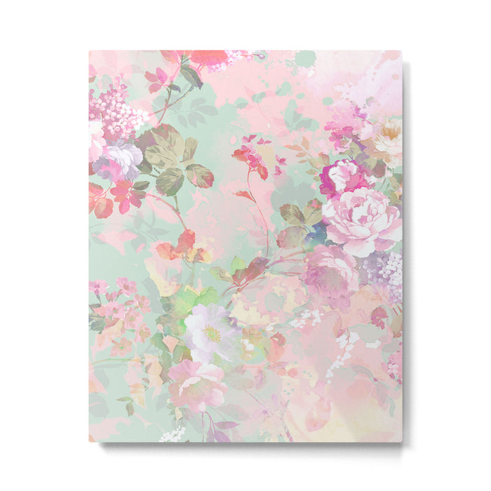 Vintage botanical blush pink mint green floral pattern Metal Print Gallery Image 1