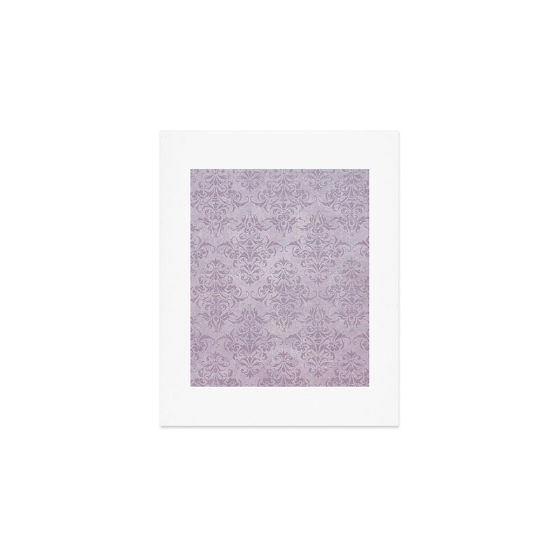 Vintage chic violet lilac floral damask pattern Art Print Gallery Image 1