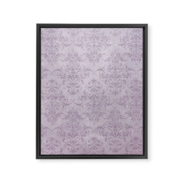 Vintage chic violet lilac floral damask pattern Framed Canvas Print Gallery Image 1
