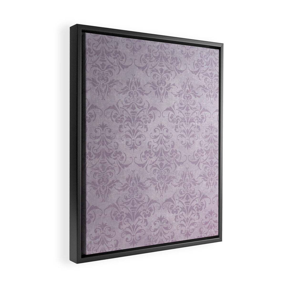 Vintage chic violet lilac floral damask pattern Framed Canvas Print Gallery Image 2