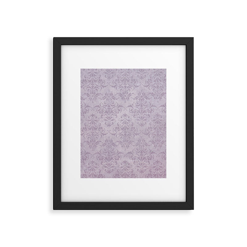 Vintage chic violet lilac floral damask pattern Framed Art Print Gallery Image 6