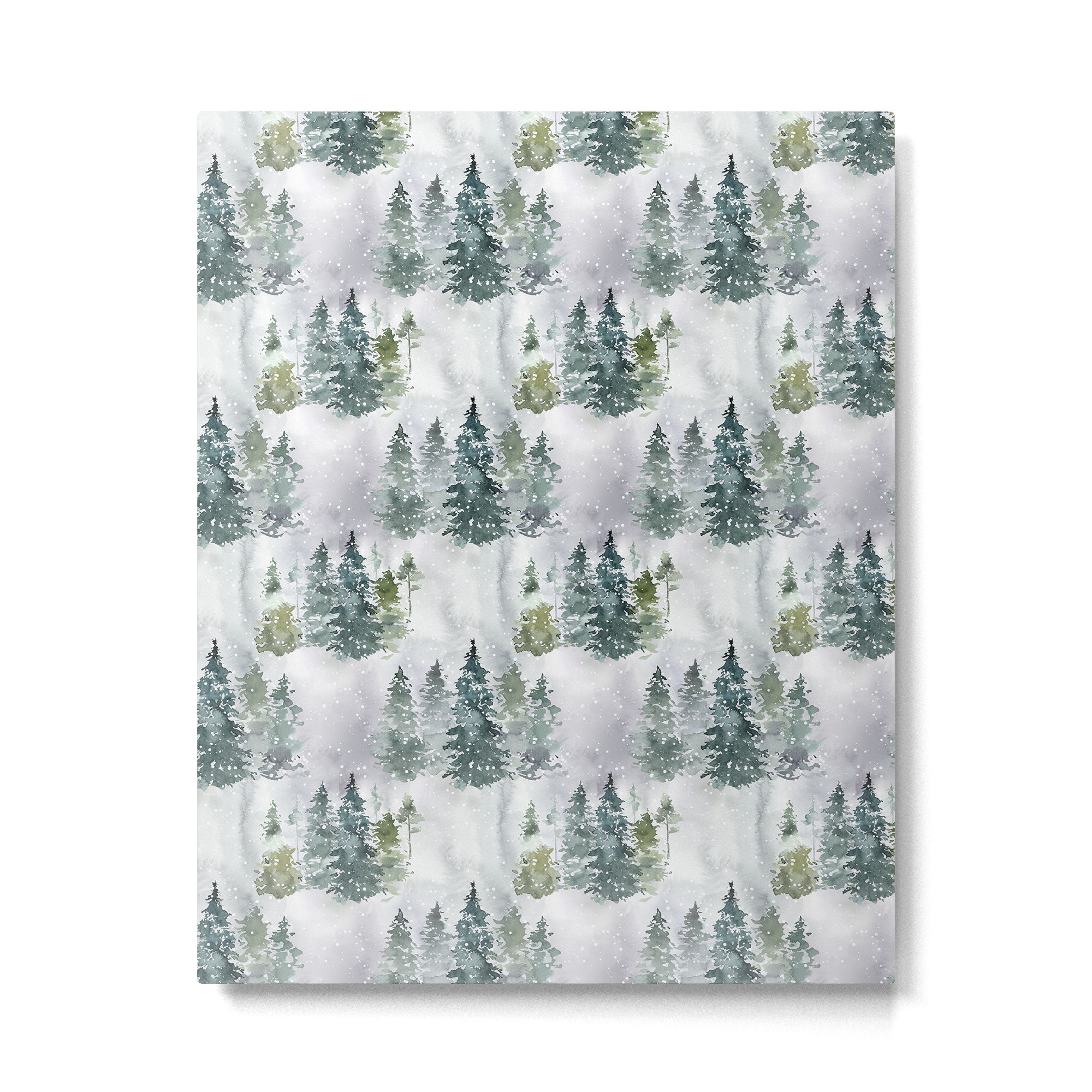 Watercolor forest green snow Christmas pine tree Metal Print Gallery Image 6