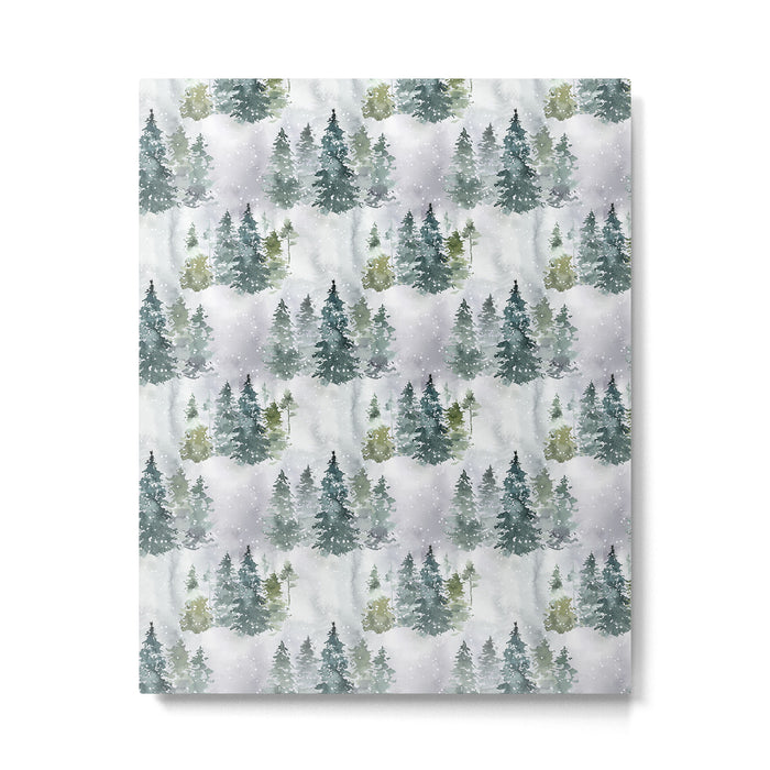 Watercolor forest green snow Christmas pine tree Metal Print Gallery Image 1