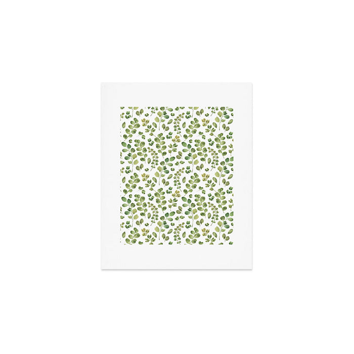 Watercolor green botanical leaves hand painted pattern Art Print Gallery Image 1