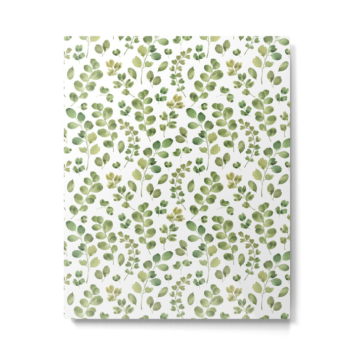 Watercolor green botanical leaves hand painted pattern Metal Print Gallery Image 1