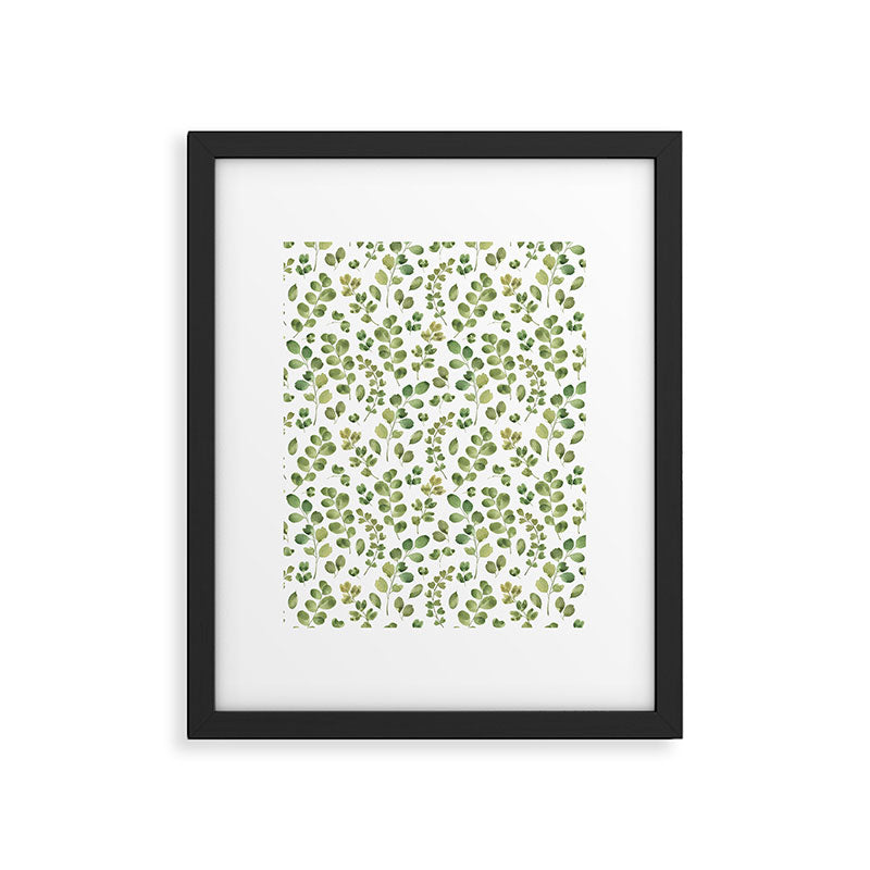 Watercolor green botanical leaves hand painted pattern Framed Art Print Gallery Image 6