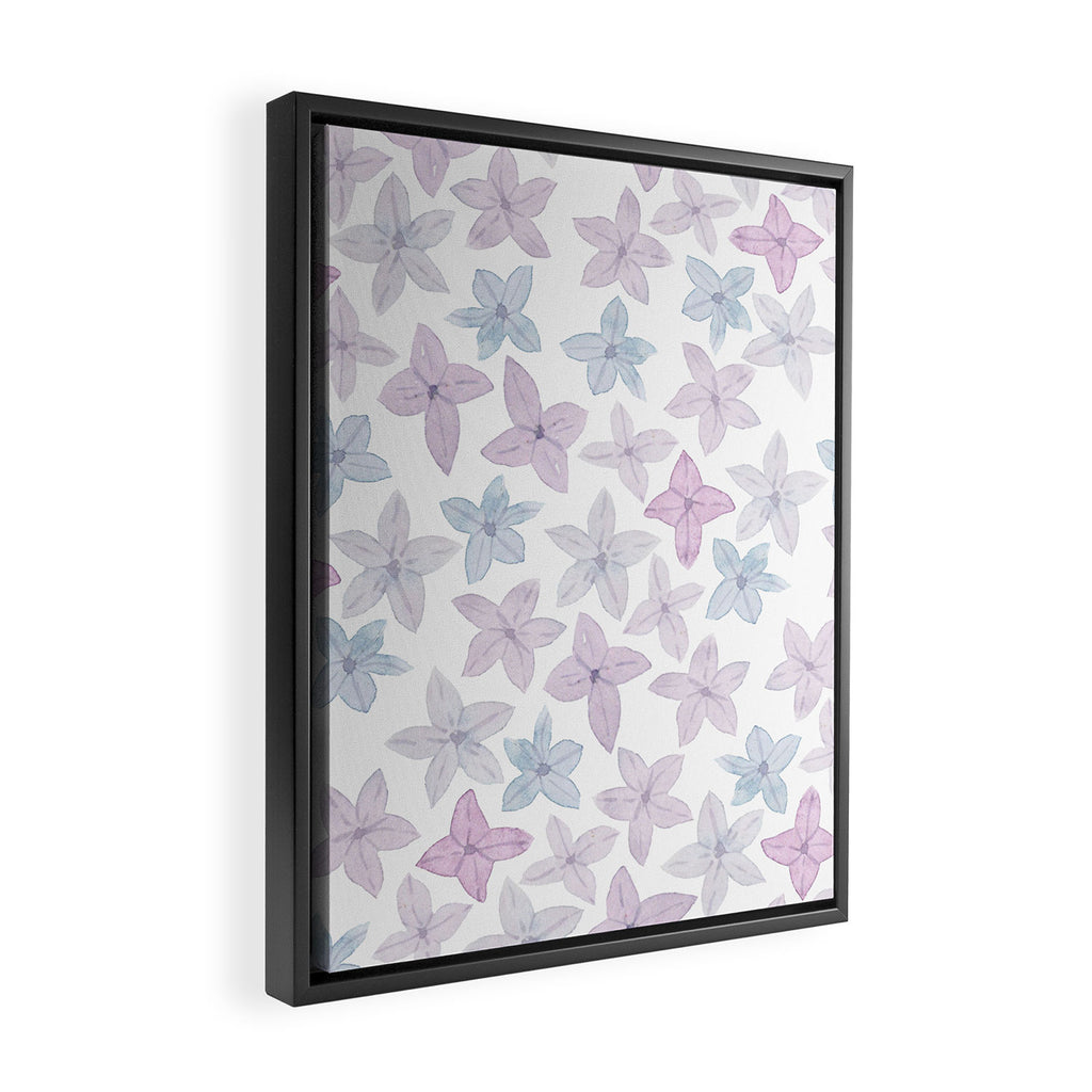Watercolor hand painted lavender lilac blue floral Framed Canvas Print Gallery Image 2