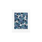 Watercolor navy blue mauve green blue roses flowers Art Print Gallery Image 1