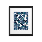 Watercolor navy blue mauve green blue roses flowers Framed Art Print Gallery Image 6