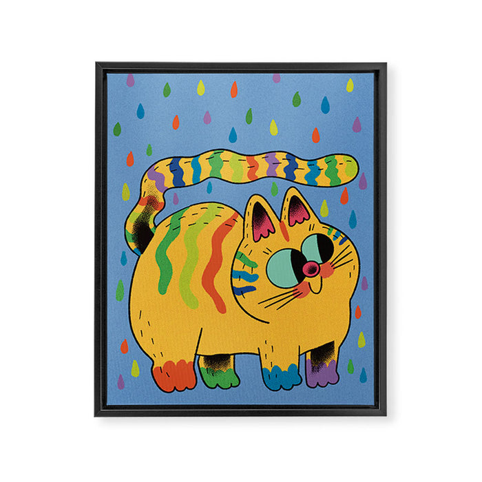 Rainbow Rain Framed Canvas Print Gallery Image 1