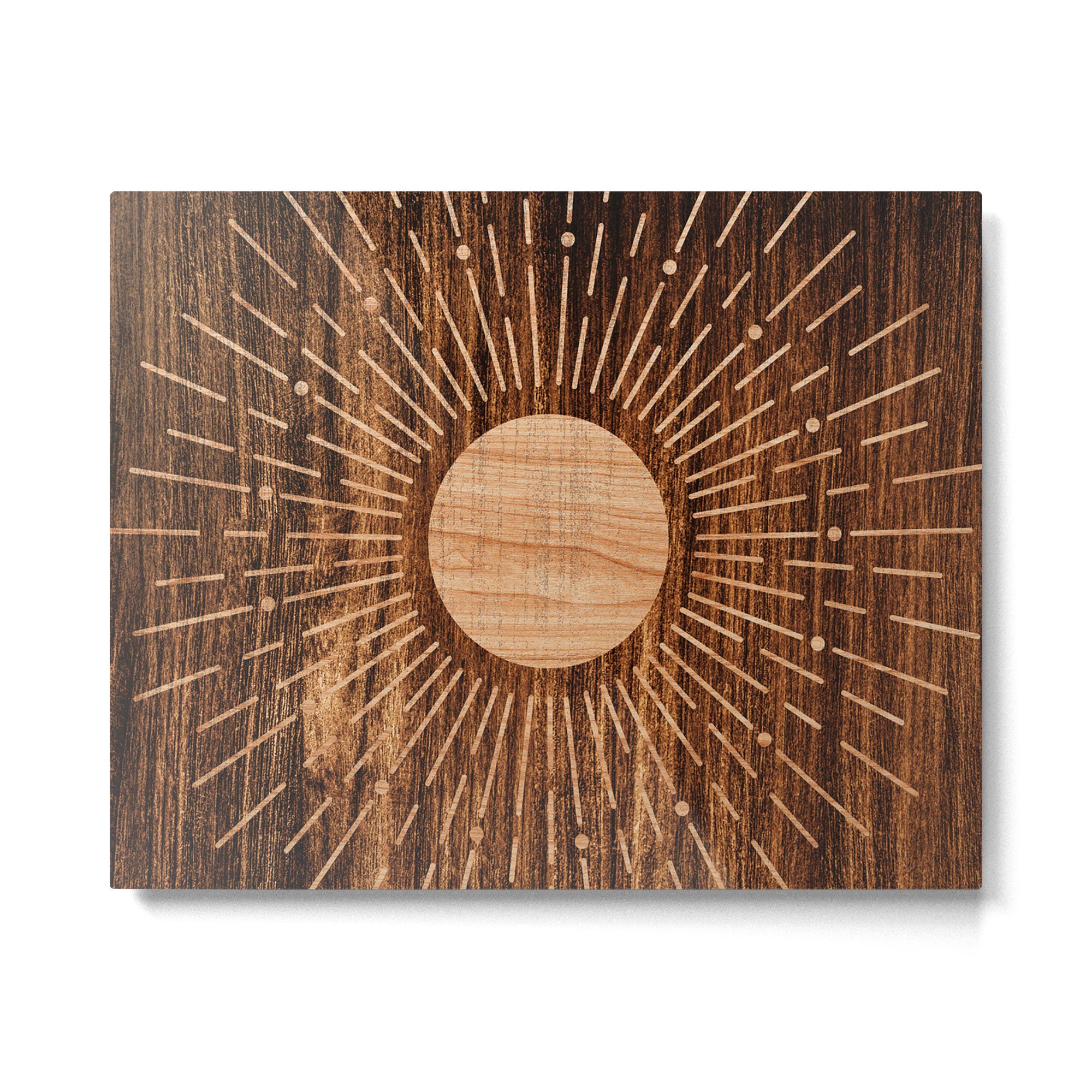 Boho sun Island style wood inlay art  Metal Print Gallery Image 6