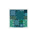 Hawaiian Monstera Quilt pattern Blues Art Print Gallery Image 1