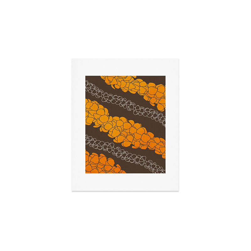 Hawaiian Puakenikeni lei on brown Art Print Gallery Image 1