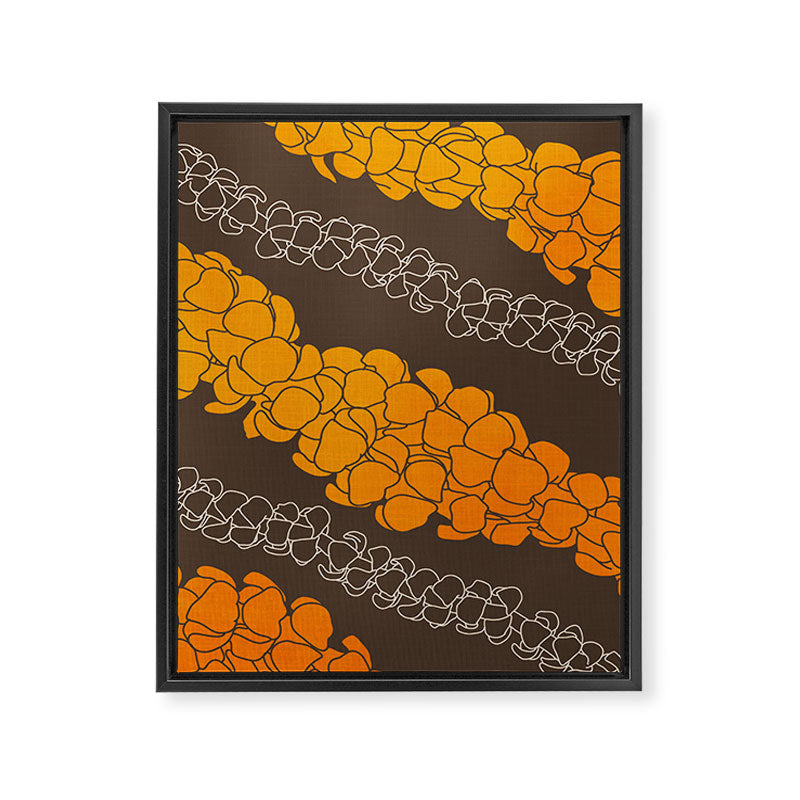 Hawaiian Puakenikeni lei on brown Framed Canvas Print Gallery Image 6