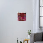 Hawaiian quilt Monstera pattern in maroon Art Print Gallery Image 3