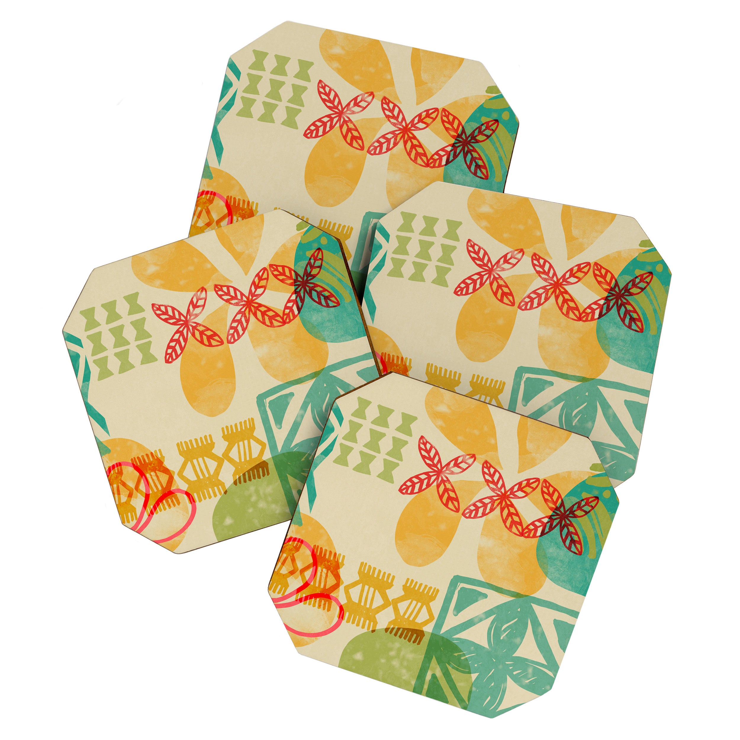 Modern 50s Tiki Party Throwback pattern Beige Coaster Gallery Image 1