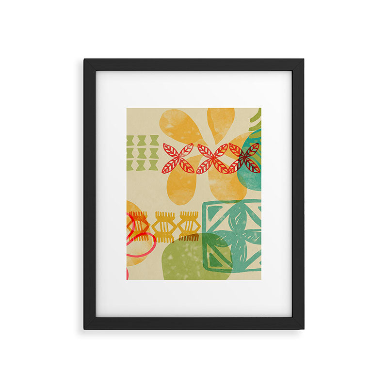 Modern 50s Tiki Party Throwback pattern Beige Framed Art Print Gallery Image 5