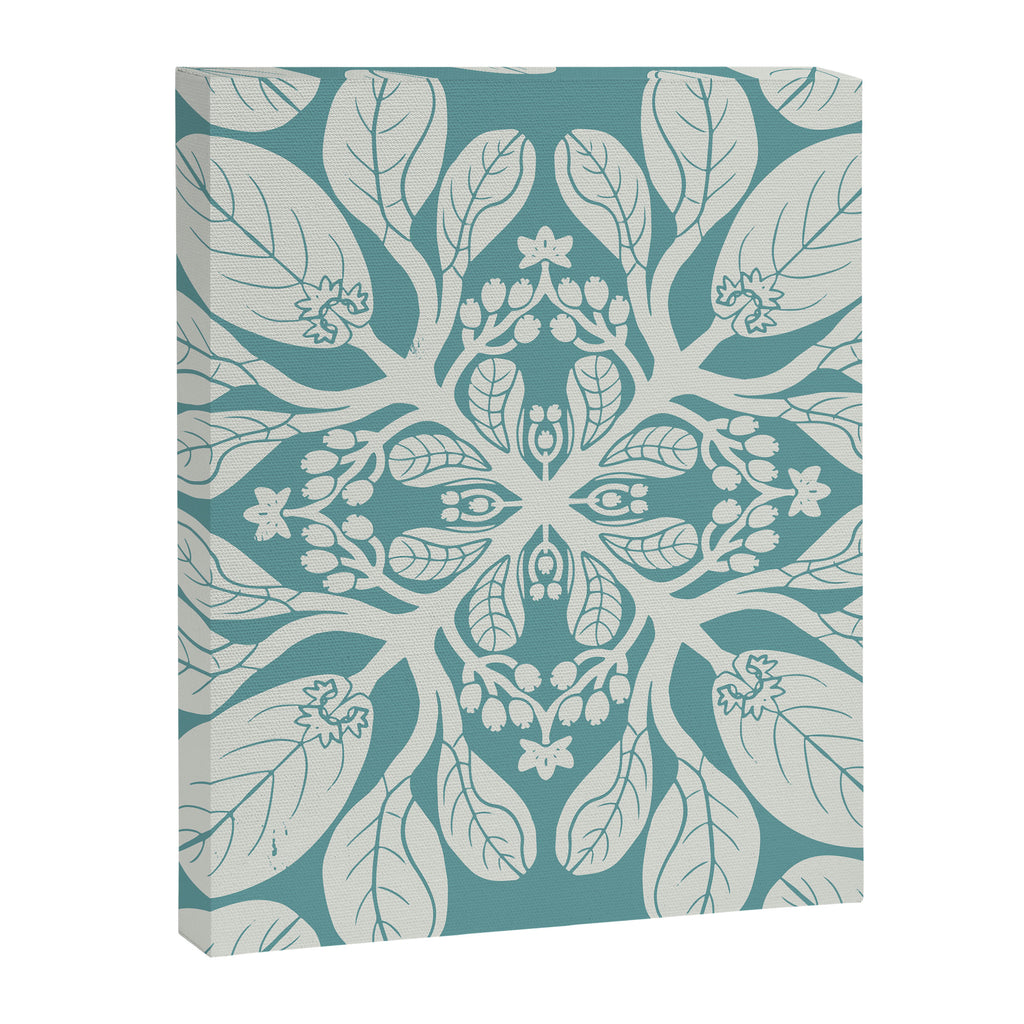 Naupaka hawaiian quilt design on dusty teal  Canvas Print Gallery Image 8