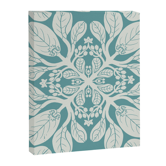 Naupaka hawaiian quilt design on dusty teal  Canvas Print Gallery Image 1