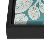 Naupaka hawaiian quilt design on dusty teal  Framed Canvas Print Gallery Image 3