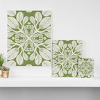 Naupaka Hawaiian quilt pattern in sage and beige Canvas Print Gallery Image 3