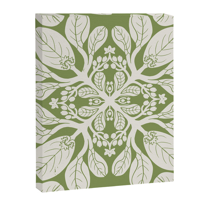 Naupaka Hawaiian quilt pattern in sage and beige Canvas Print Gallery Image 1