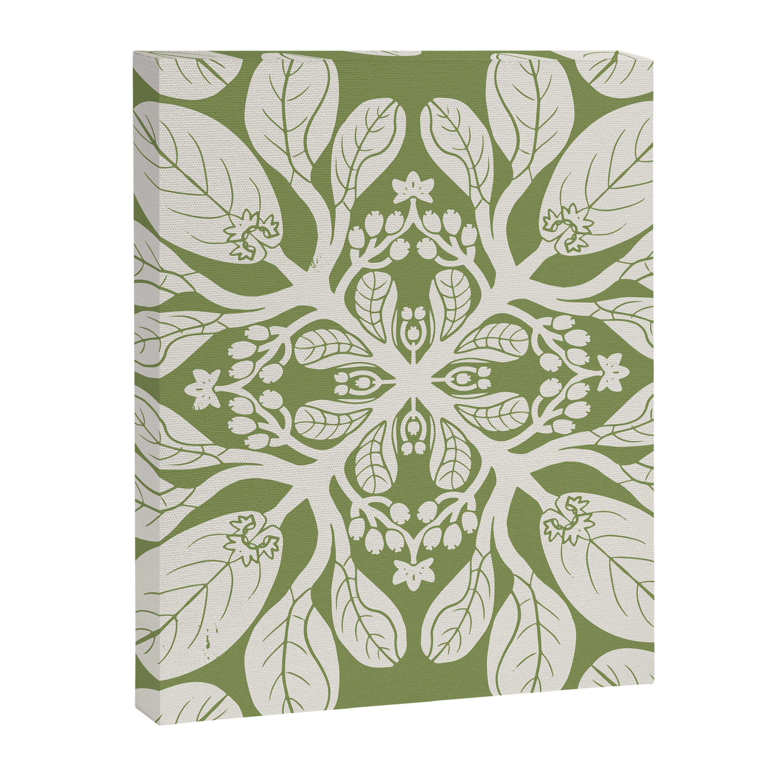 Naupaka Hawaiian quilt pattern in sage and beige Canvas Print Gallery Image 8