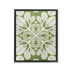 Naupaka Hawaiian quilt pattern in sage and beige Framed Canvas Print Gallery Image 8