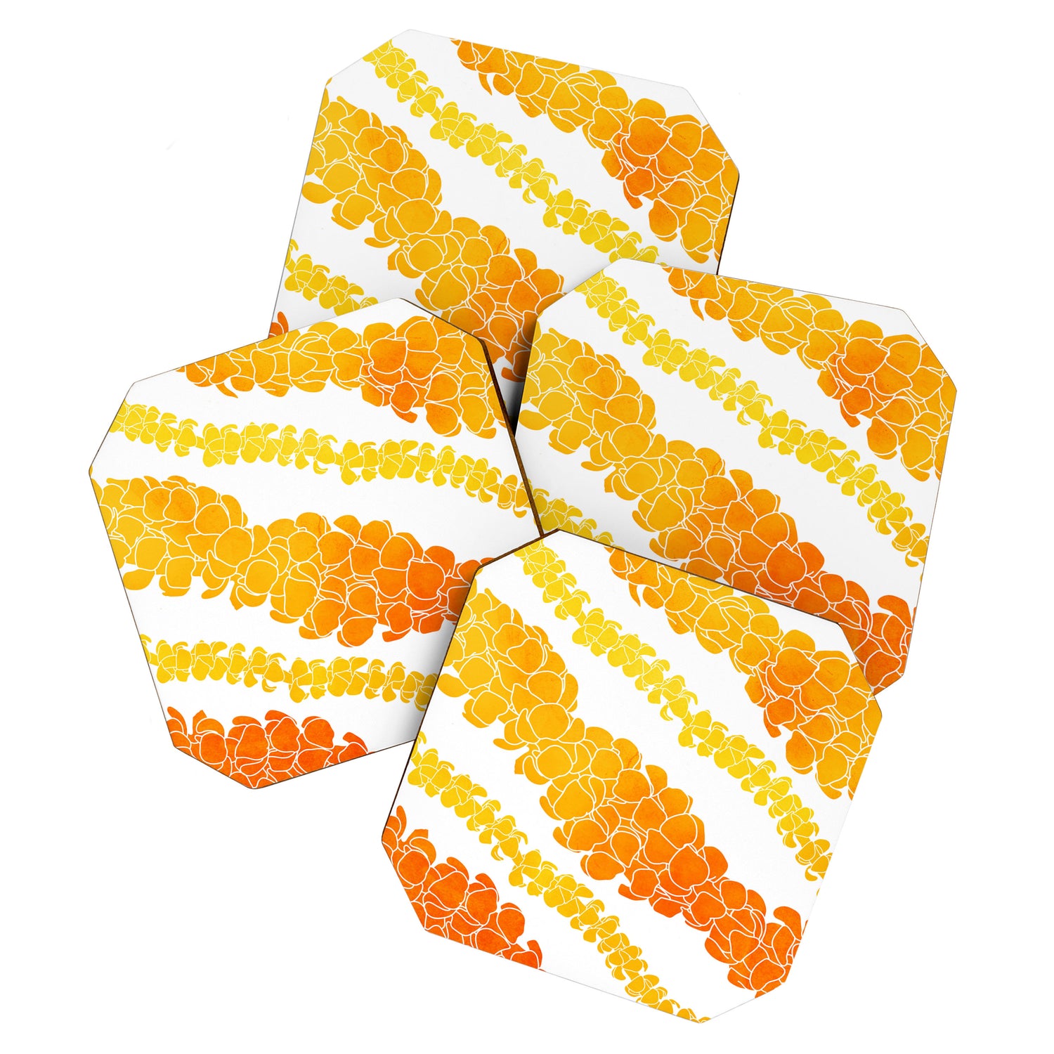 Puakenikeni lei art on white Coaster Gallery Image 1